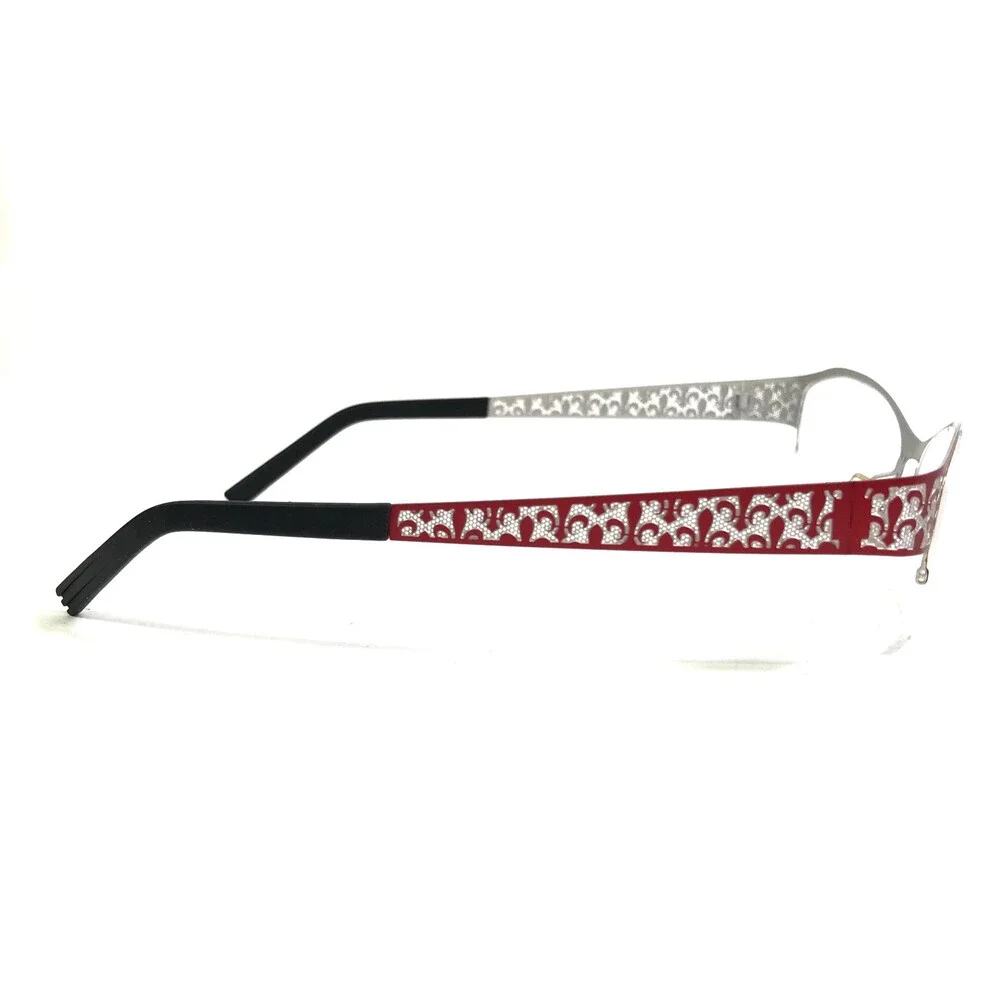 J.F. Rey Eyeglasses Frames JF2558 3010 Red Silver Cat Eye Half Rim 52-16-132